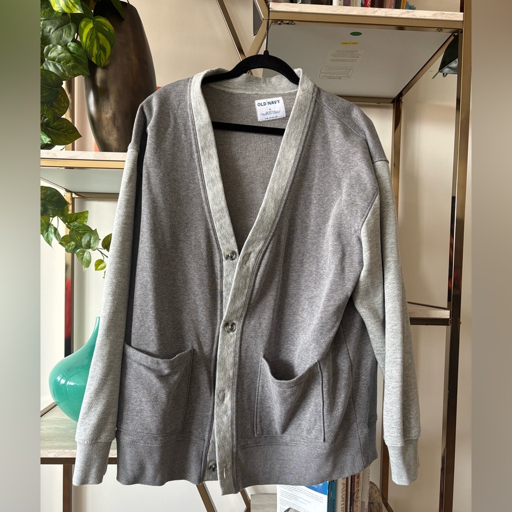 Varsity Men's Two-Tone Gray Cardigan Sweater. Old Navy. Worn Three Times.